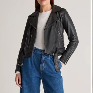 NWT Quince Black 100% Leather Motorcycle Jacket Size L